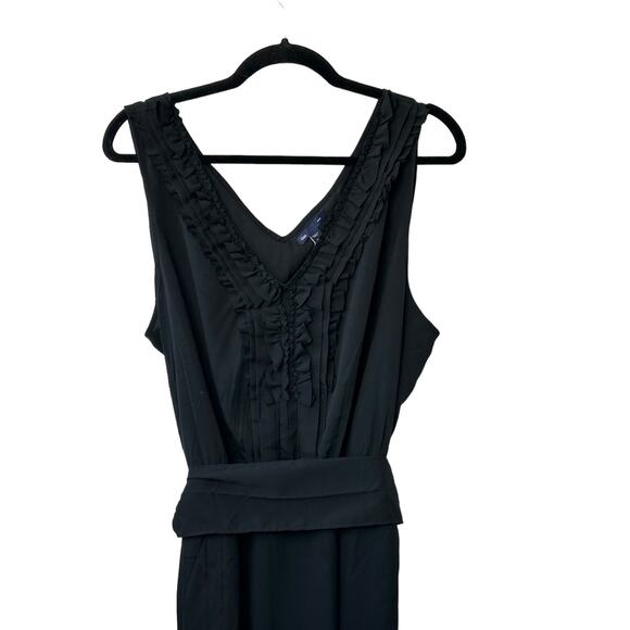 Gap Deep V Sleeveless Sheath Belted Black Dress Women's Size XXL New - Picture 3 of 10